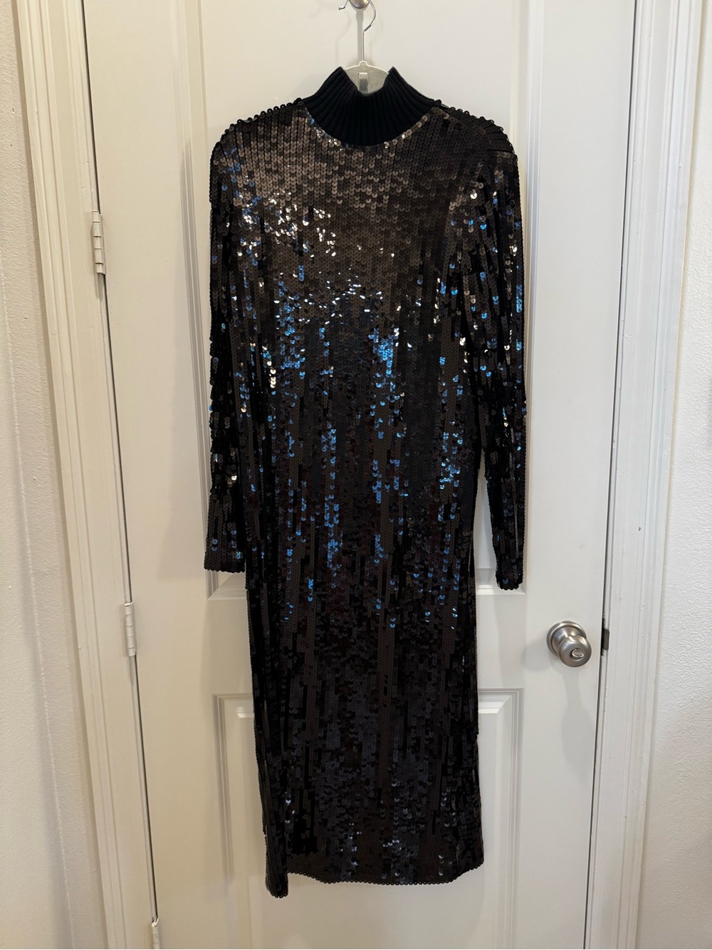 Zara Black Sequin Long Sleeve Turtleneck Dress